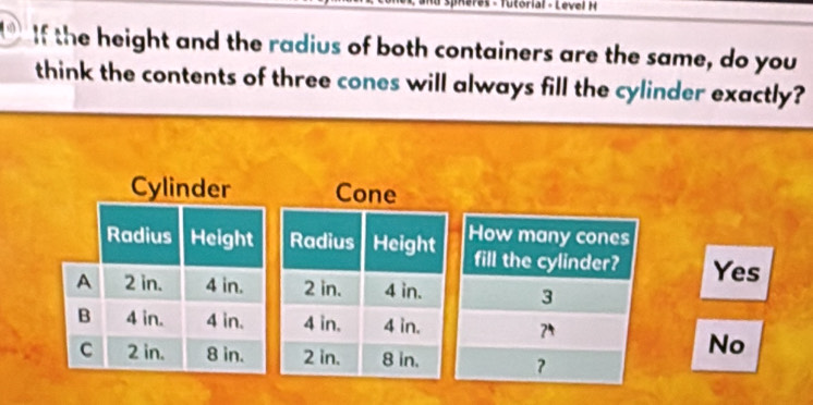 Solved: eres - Tutorial - Level H If the height and the radius of both ...