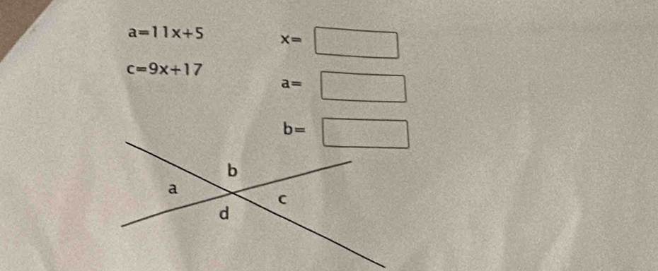 a=11x+5
x=□
c=9x+17
a=□
b=□