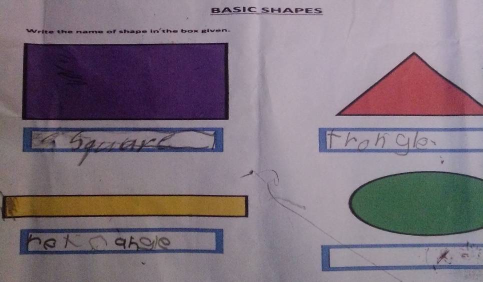 BASIC SHAPES 
of shape in'the box given.