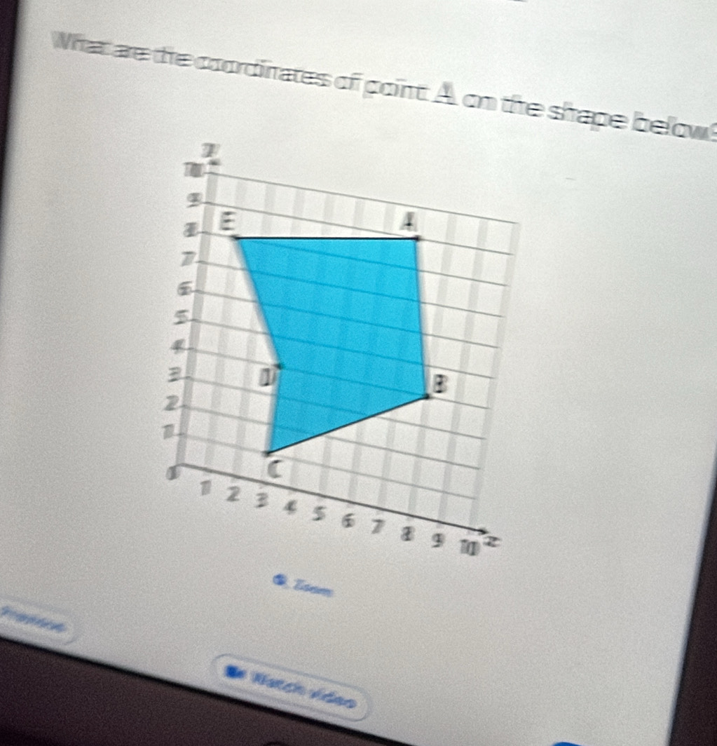 What are the coordinates of point. A. on the shape below 
Tsam 

Se Natch vden