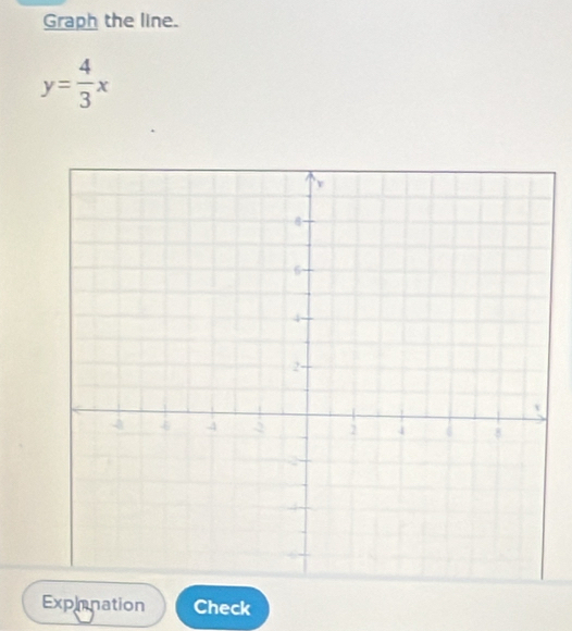 Graph the line.
y= 4/3 x
Expimnation Check