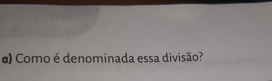 α) Como é denominada essa divisão?