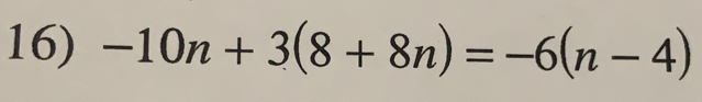 -10n+3(8+8n)=-6(n-4)