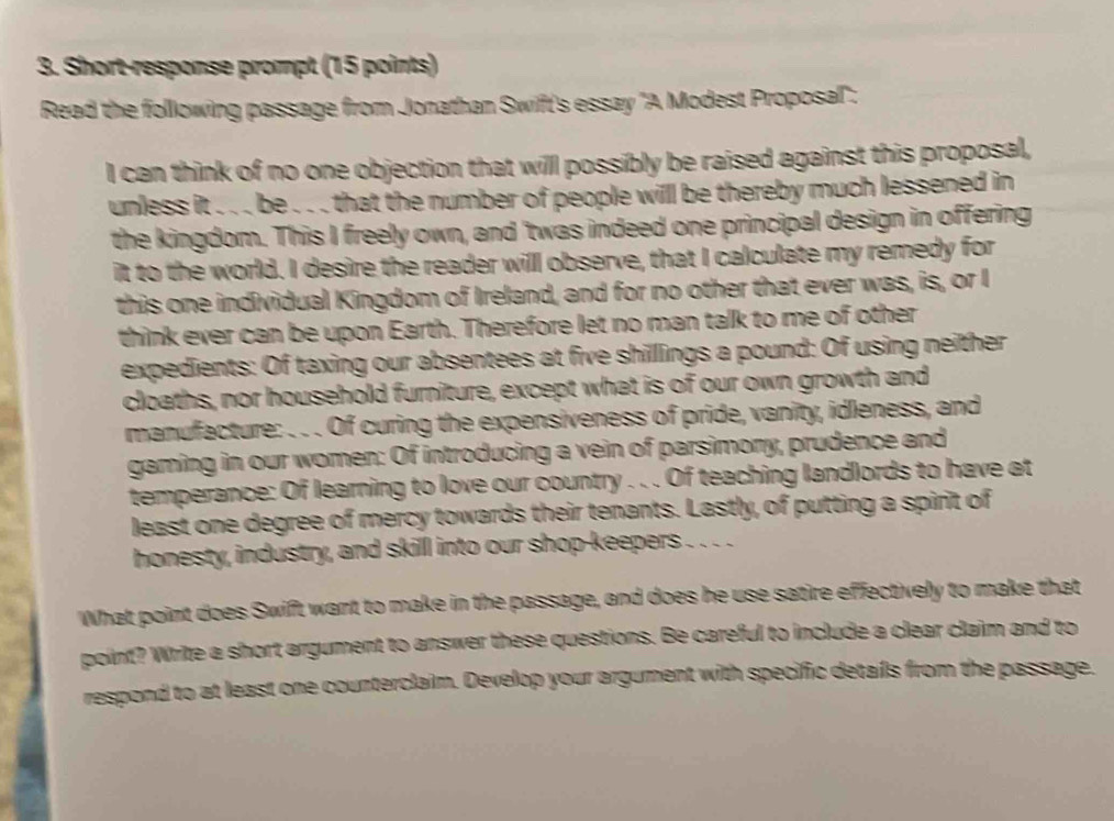 Solved: Short-response prompt (15 points) Read the following passage ...