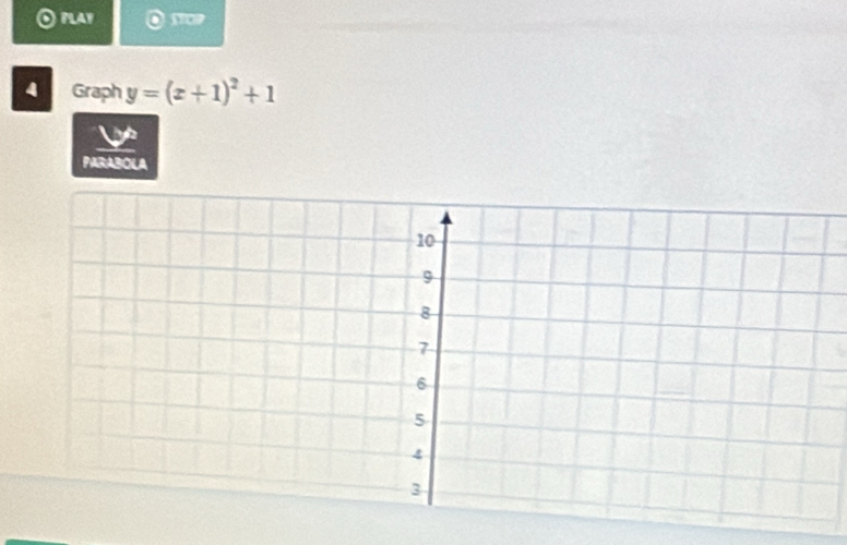 PLAY ATOP 
4 Graph y=(x+1)^2+1
PARABOLA