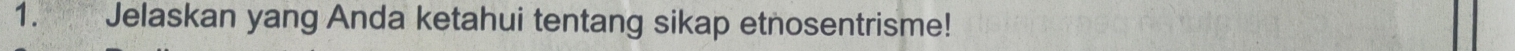 Jelaskan yang Anda ketahui tentang sikap etnosentrisme!
