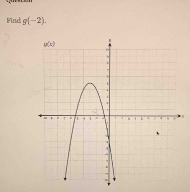 Que s 
Find g(-2).
x