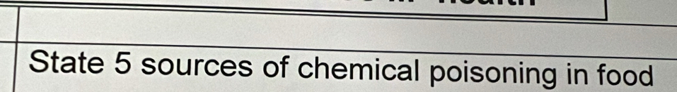 State 5 sources of chemical poisoning in food