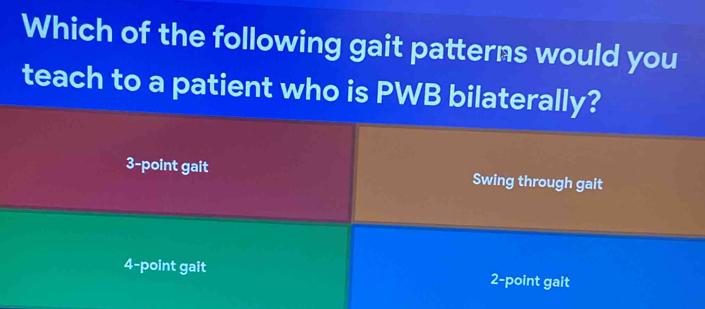 Solved: Which of the following gait patterns would you teach to a ...