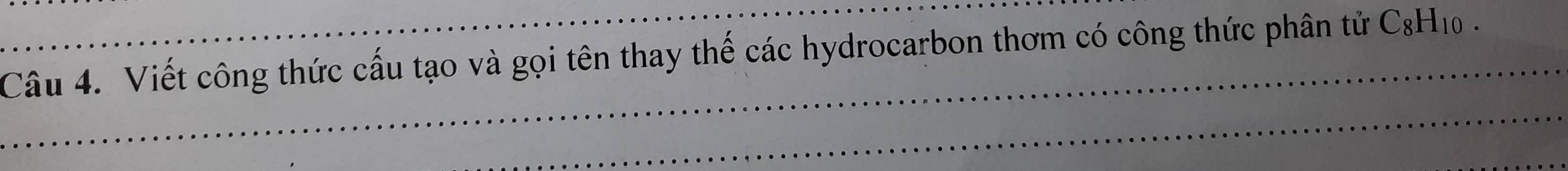 Viết công thức cấu tạo và gọi tên thay thế các hydrocarbon thơm có công thức phân tử CgH₁.