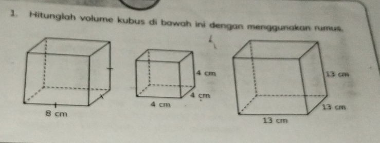 Hitunglah volume kubus di bawah ini dengan menggunakan rumus.