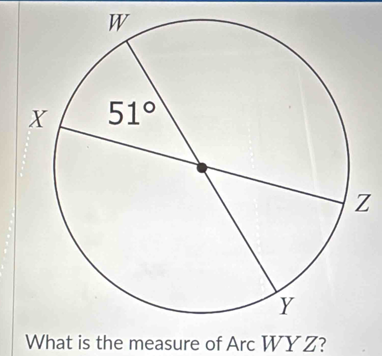 What is the measure of Arc WYZ?