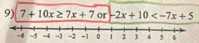 7+10x≥ 7x+7 or -2x+10