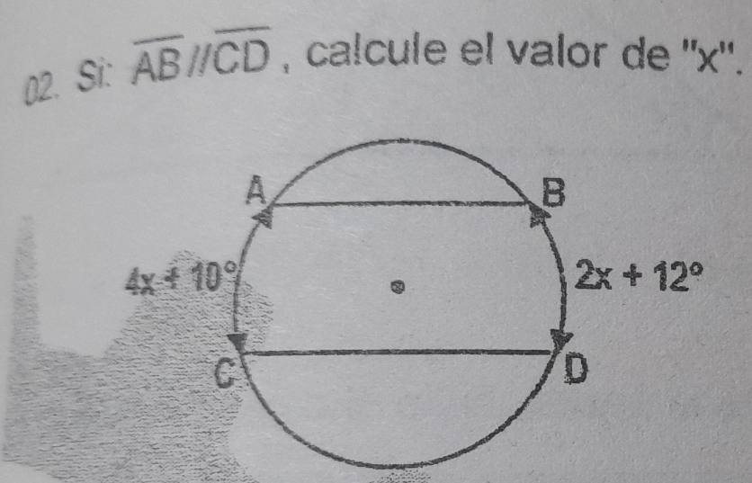 Si: overline ABparallel overline CD , calcule el valor de ''x''.