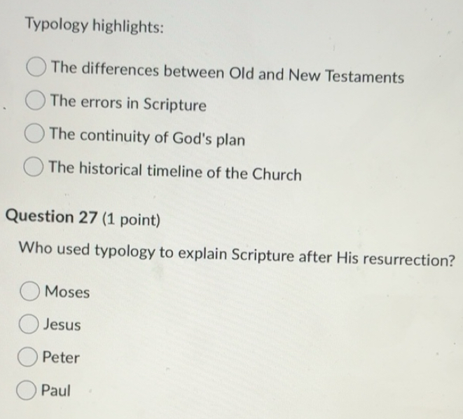 Solved: Typology highlights: The differences between Old and New ...