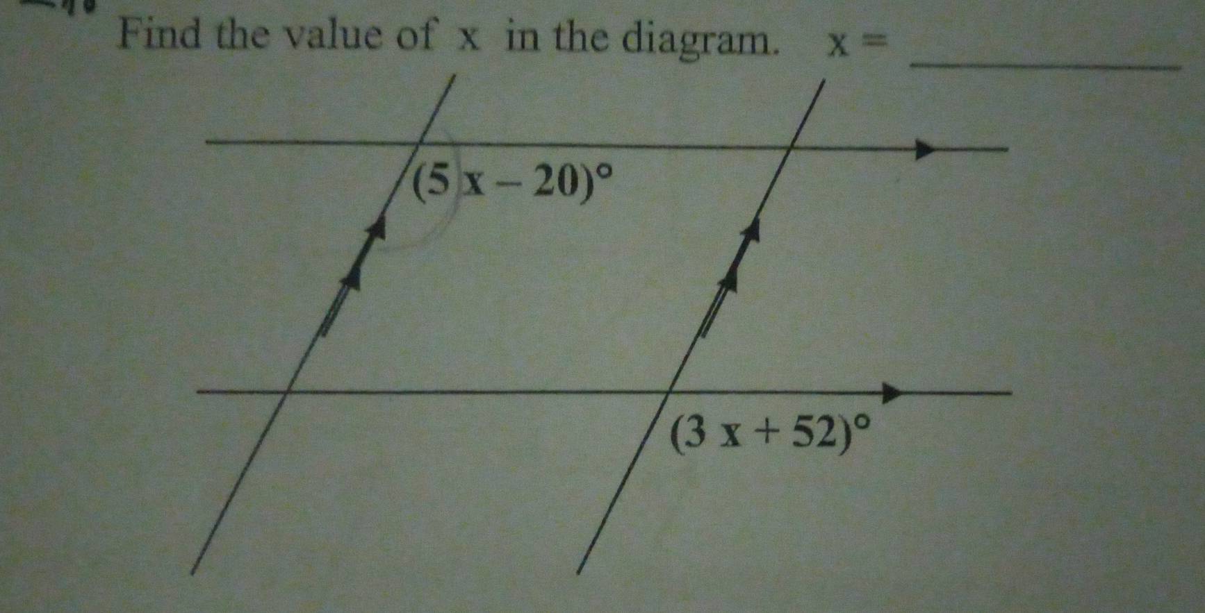 Find the value of x in the diagram.