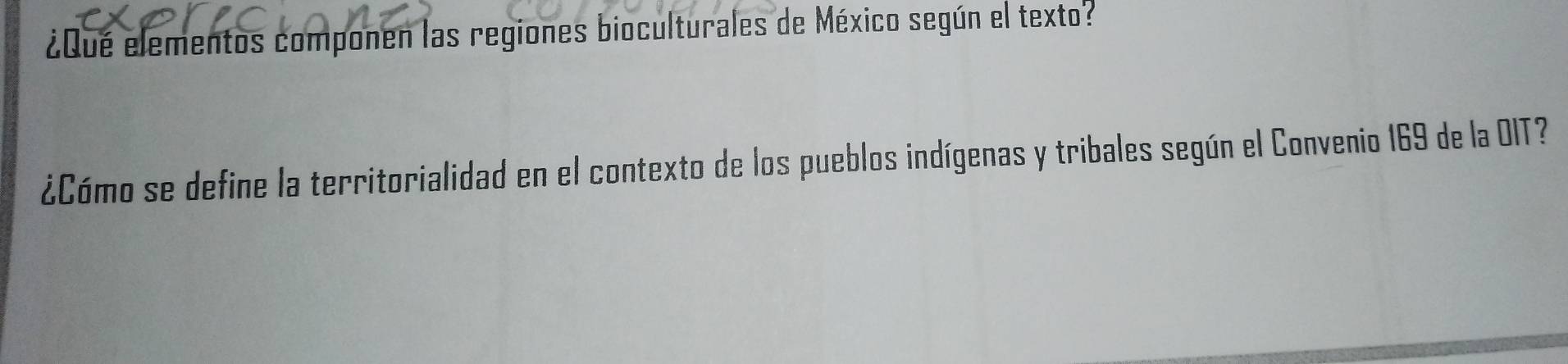 ¿Qué elementos componen las regiones bioculturales de México según el texto? 
¿Cómo se define la territorialidad en el contexto de los pueblos indígenas y tribales según el Convenio 169 de la OIT?