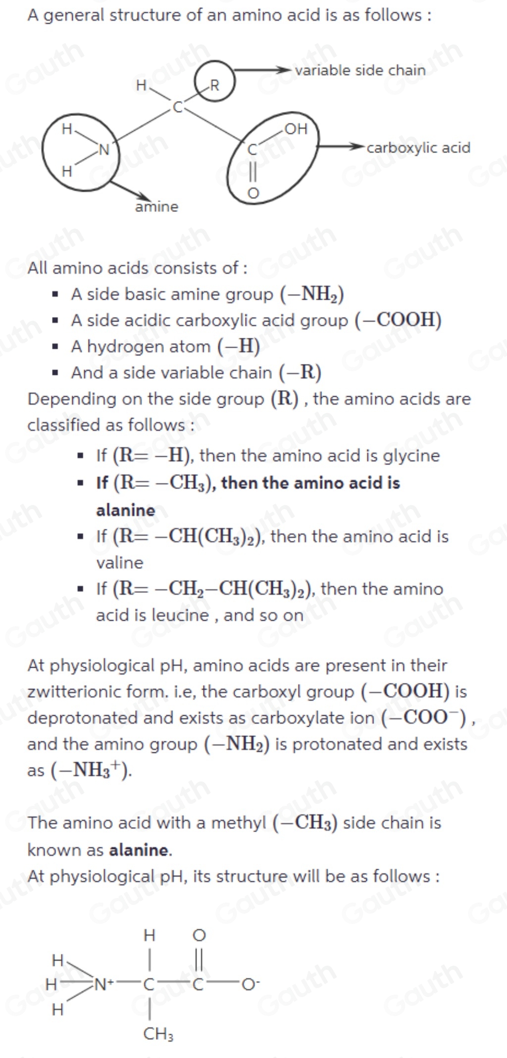 Solved: Draw an α amino acid with a methyl (-CH_3) side chan. Draw the ...