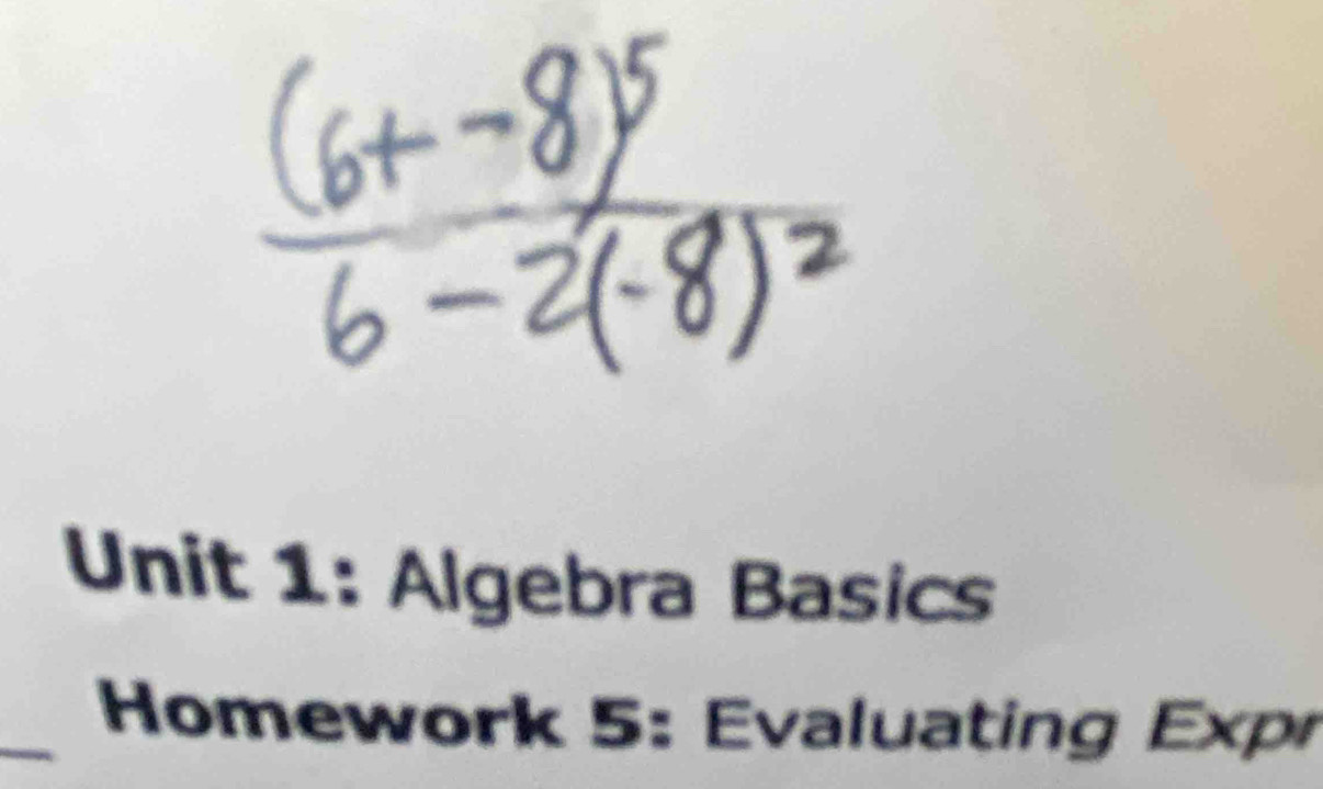 Algebra Basics 
Homework 5: Evaluating Exp