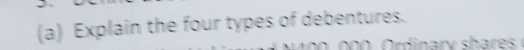 Explain the four types of debentures.