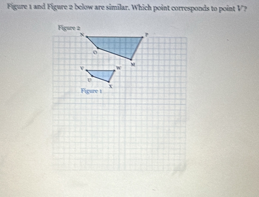 Figure 1 and Figure 2 below are similar. Which point corresponds to point V?