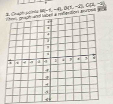 tion across yx M(-1,-4), B(1,-2), C(3,-3)
points