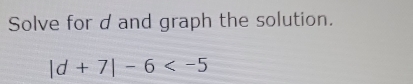 Solve for d and graph the solution.
|d+7|-6