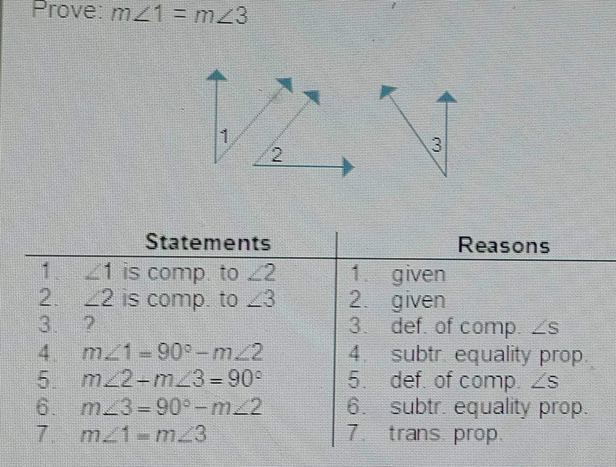 Prove: m∠ 1=m∠ 3
1
2