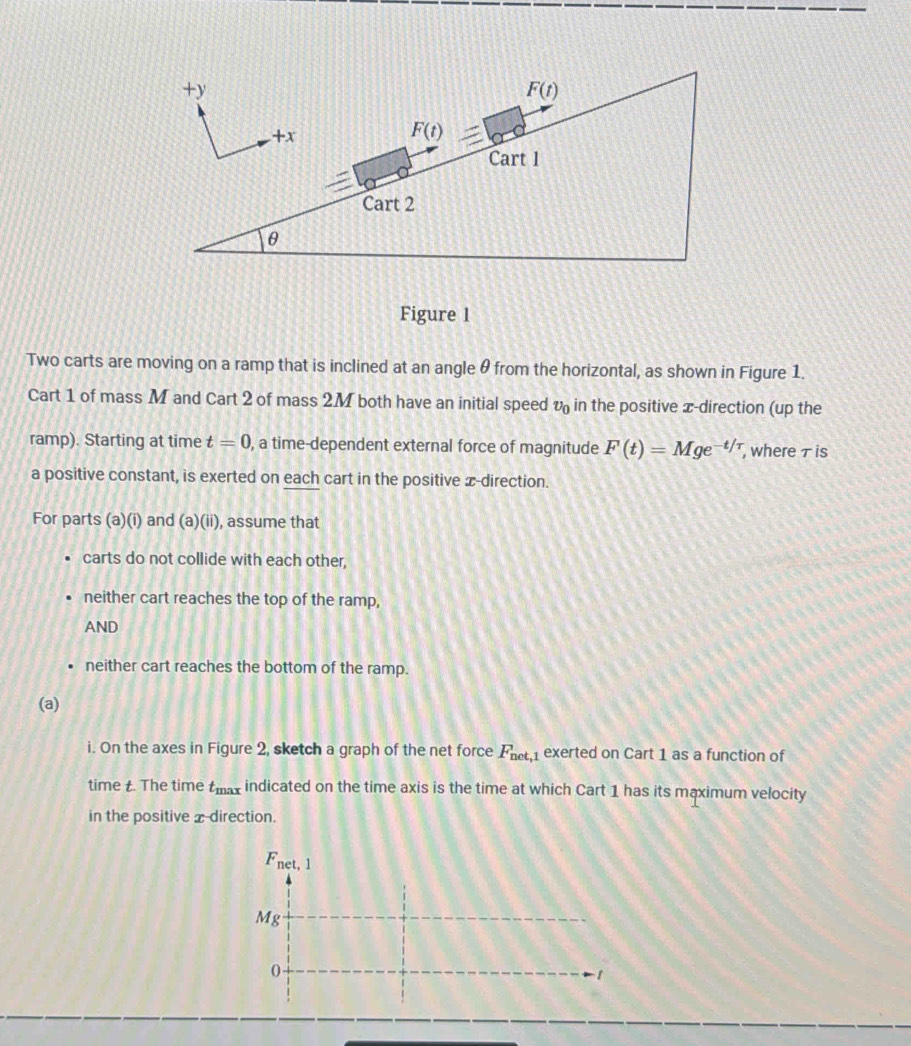 Solved: Figure 1 Two carts are moving on a ramp that is inclined at an ...