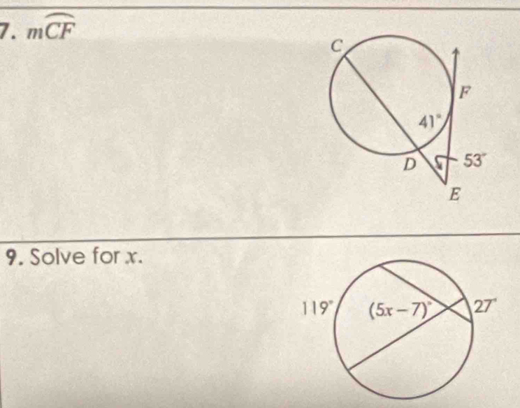 mwidehat CF
9. Solve for x.