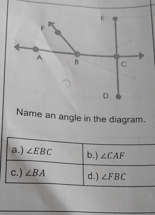 Name an angle in the diagram.