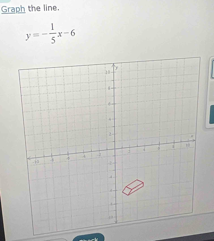 Graph the line.
y=- 1/5 x-6