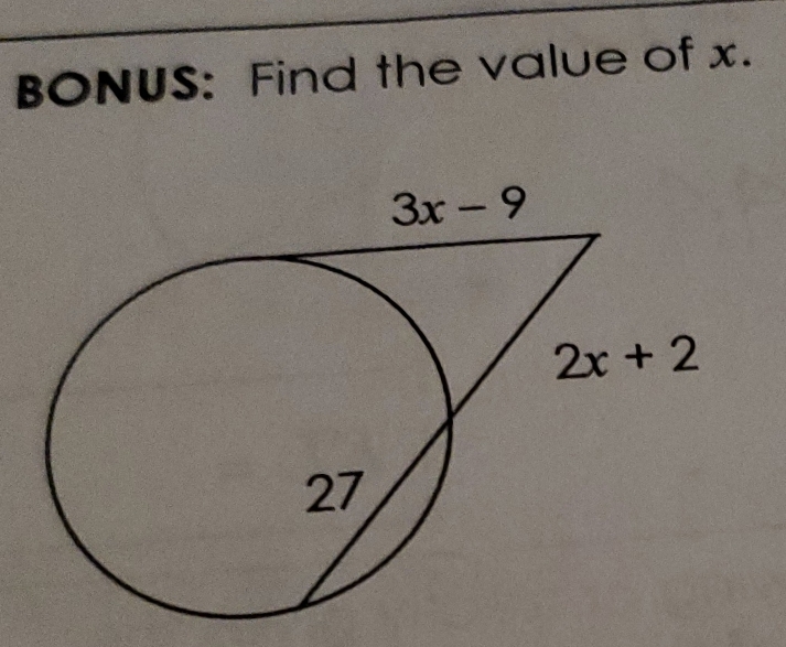 BONUS: Find the value of x.