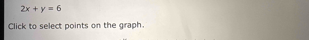 2x+y=6
Click to select points on the graph.