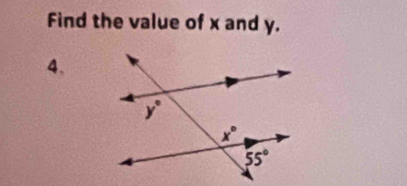 Find the value of x and y.
4.