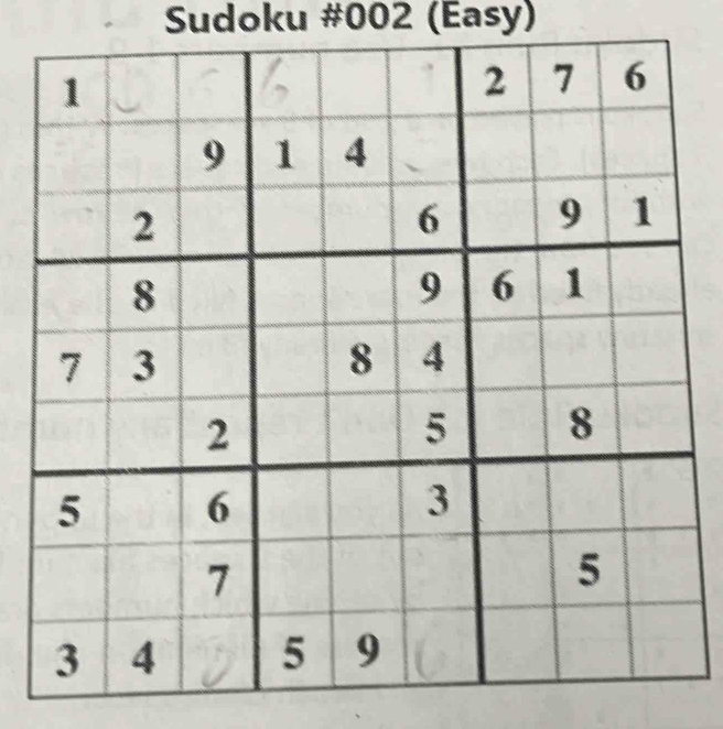 Sudoku #002 (Easy)