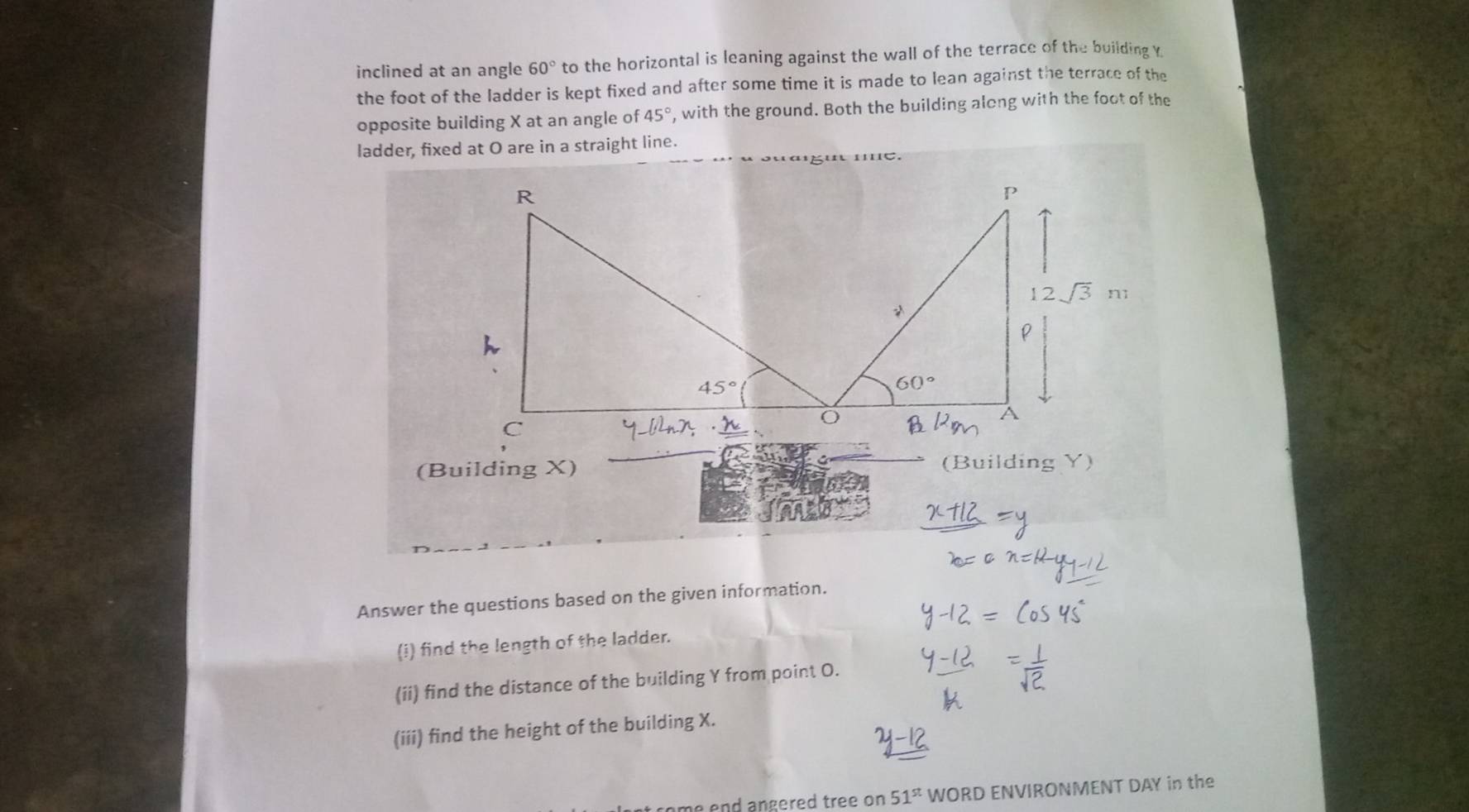 Solved: inclined at an angle 60° to the horizontal is leaning against ...