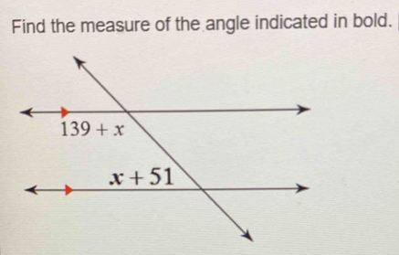 Find the measure of the angle indicated in bold.