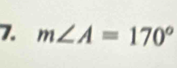 m∠ A=170°