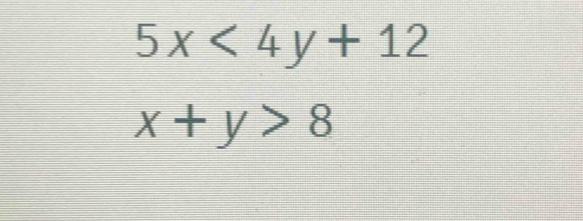 5x<4y+12
x+y>8