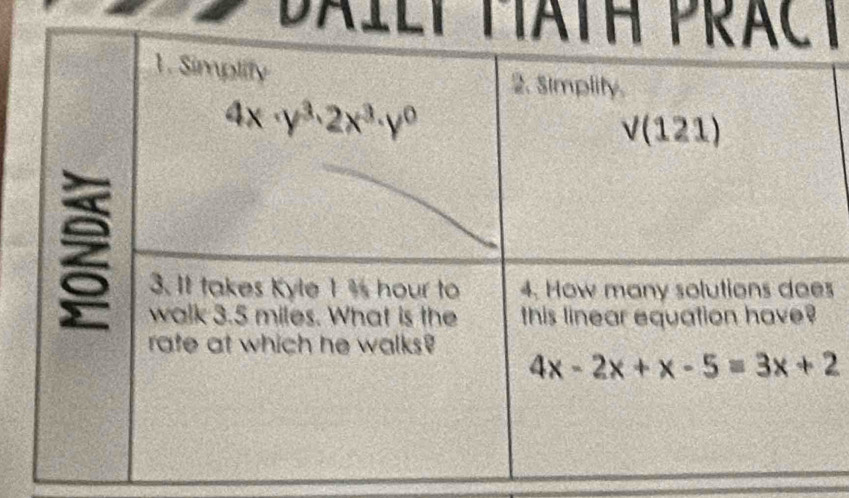 DAIly MATH t
s