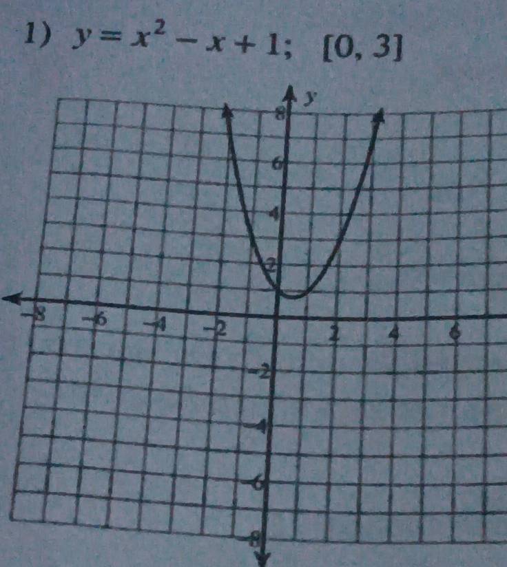 y=x^2-x+1; [0,3]