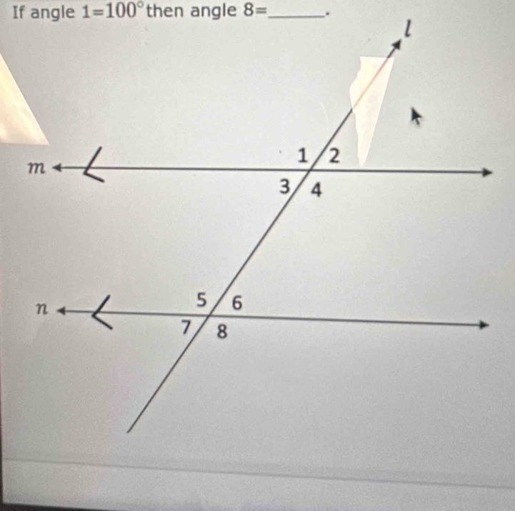 If angle 1=100° then angle  .