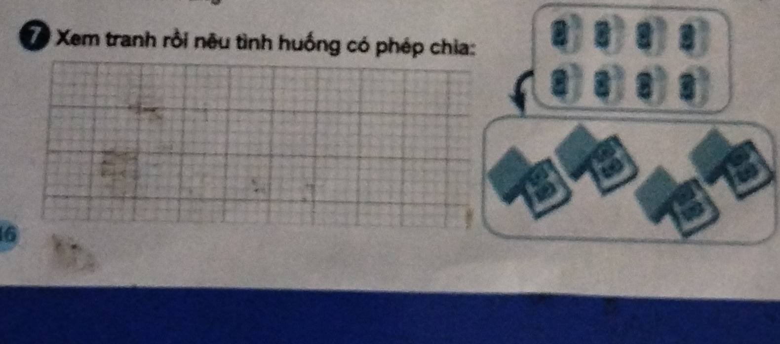 a 
Xem tranh rồi nêu tình huống có phép chia: 
A
6