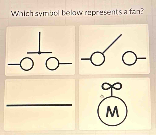 Which symbol below represents a fan?
M