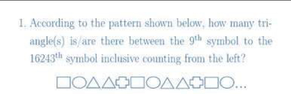 Solved: According to the pattern shown below, how many tri- angle(s) is ...