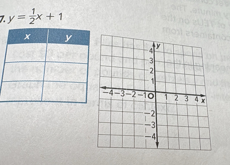 y= 1/2 x+1