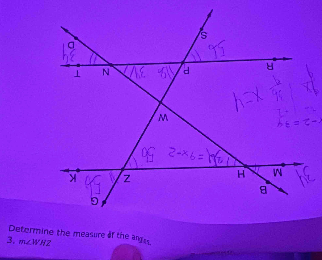 Determine the measure of the angles. 
3. m∠ WHZ