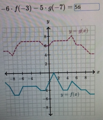 -6· f(-3)-5· g(-7)= 56|
x