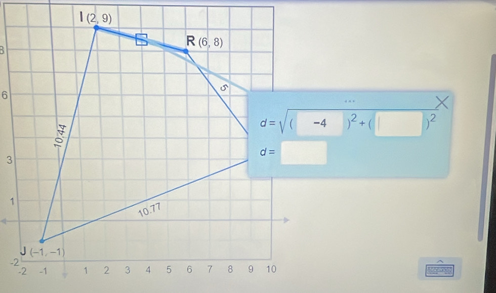 d=sqrt((-4)^2)+(□ )^2